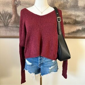 Me to We Deep Red V-Neck Sweater